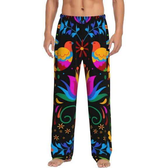 Daiia Mexican Flower Traditional1 Men's Sleep Pant with Pockets and Drawstring,Pajama Pants-Large