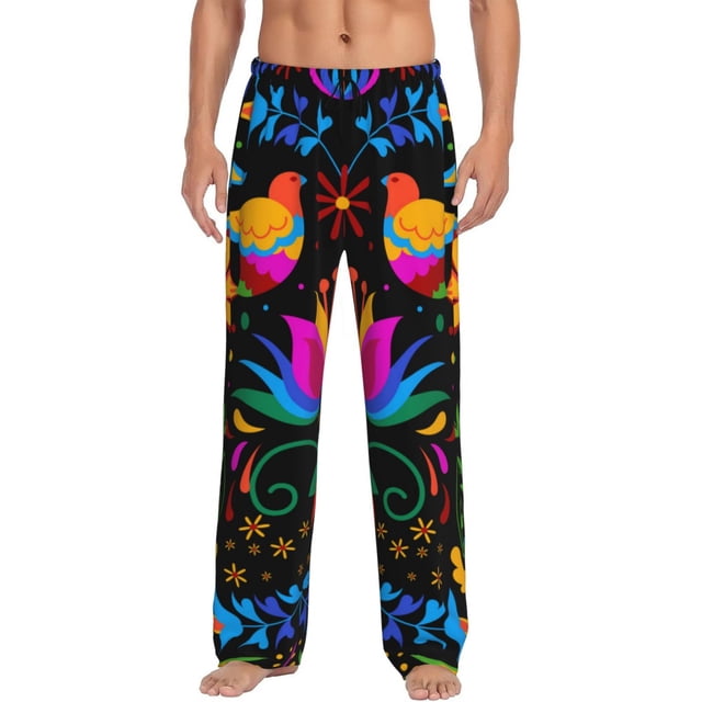 Balery Mexican Flower Traditional1 Pantalones de pijama para hombre, pijama ultraligero, pantalón de descanso-XX-Large