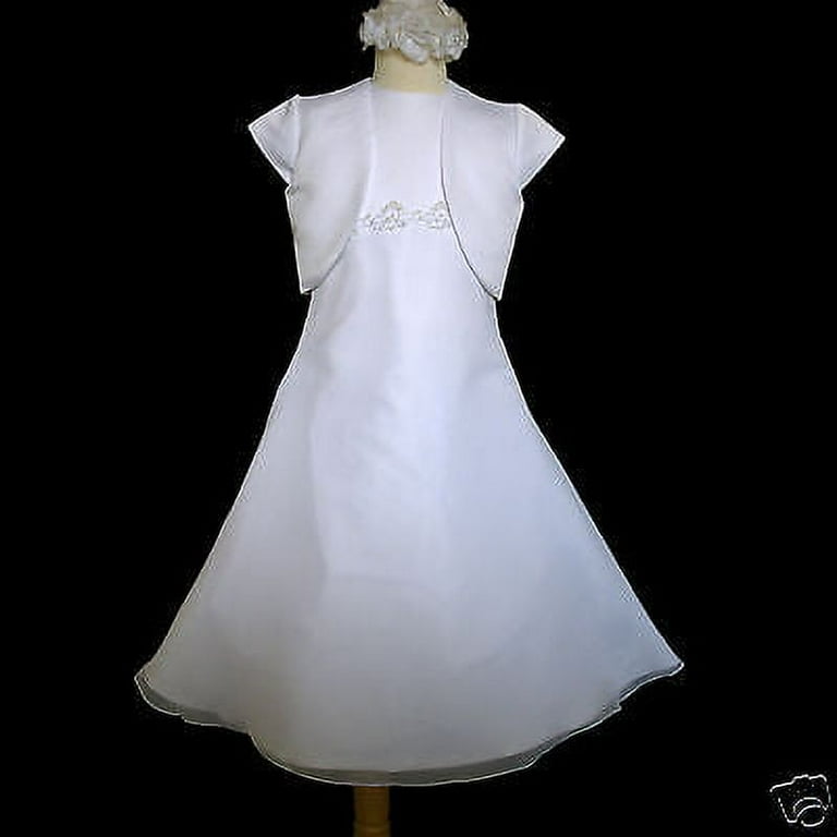 white dress for 1st communion Neriah Communion Premium Girls Dress - Sparkly White