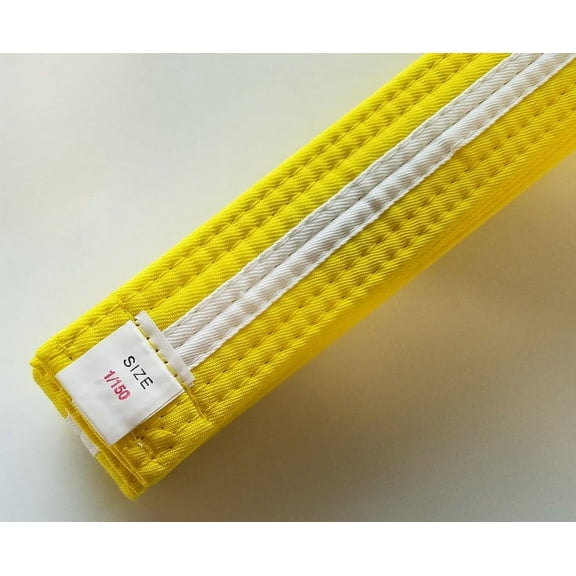 Yellow with White Stripe Karate Belt Taekwondo Belts Martial Arts MMA Double Wrap Belts