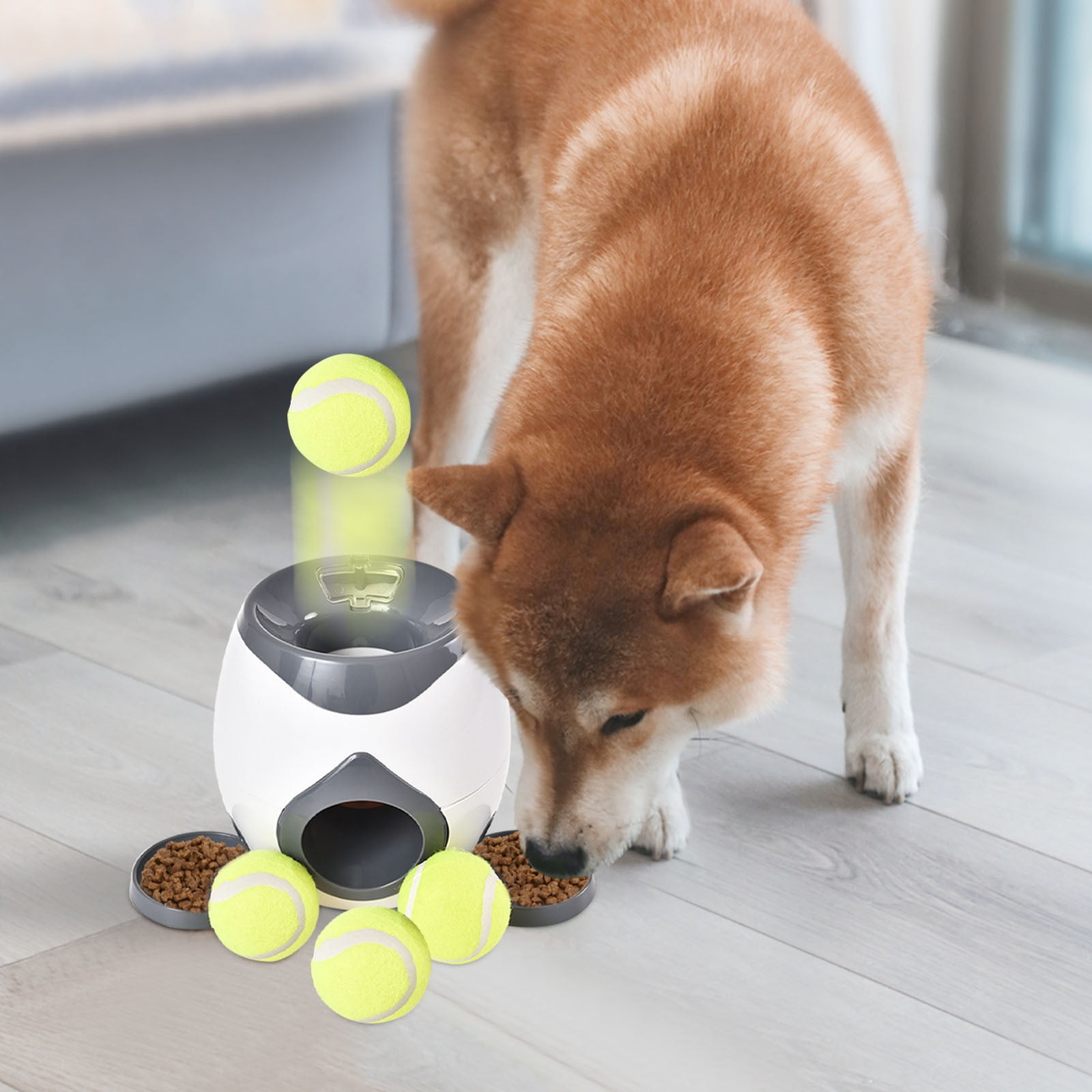 Automatic Dog Ball Thrower Launcher Dog Fetch Machine for Small To Medium Sized Dogs Adjustable Launch Distances Ball Launcher for Dogs with 2 Balls Dual Power Ball Thrower for Dogs