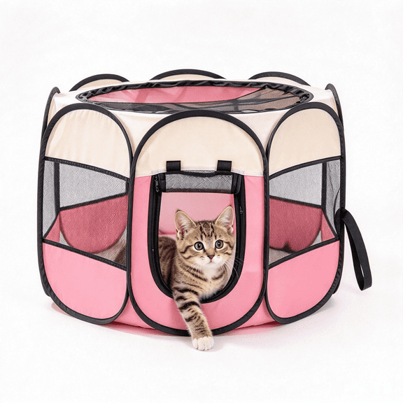 JWGIETK Portable Pet Playpen, Foldable Pop-up Enclosure for Small Pets, Indoor and Outdoor Use with Carrying Case