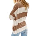 thumbnail image 5 of BiZtdJrK Long Sleeve T Shirts for Women Striped Print Half Zip Sweatshirt V Neck Loose Casual Y2k Tops with Pockets Khaki L, 5 of 7