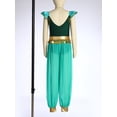 thumbnail image 5 of Sxiwei Arabian Princess Jumpsuits For Girls Rhinestone Patchwork Flying Sleeve Leotard Chiffon Overalls Green 10, 5 of 5