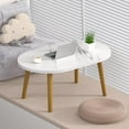 thumbnail image 4 of Small Coffee Table for Small Space, Low Table, Floor Table Desk for Sitting on The Floor, Japanese Coffee Table for Living Room, Tatami Tea Tables with Solid Wood Legs, Oval Coffee Tables, White, 4 of 16