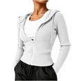 thumbnail image 6 of Hurxie Women's Cropped Zip up Hoodies Long Sleeve Fitted Sweater Pullover Ribbed Knit Casual Trendy Fall Y2k Cardigans White,2XL, 6 of 7