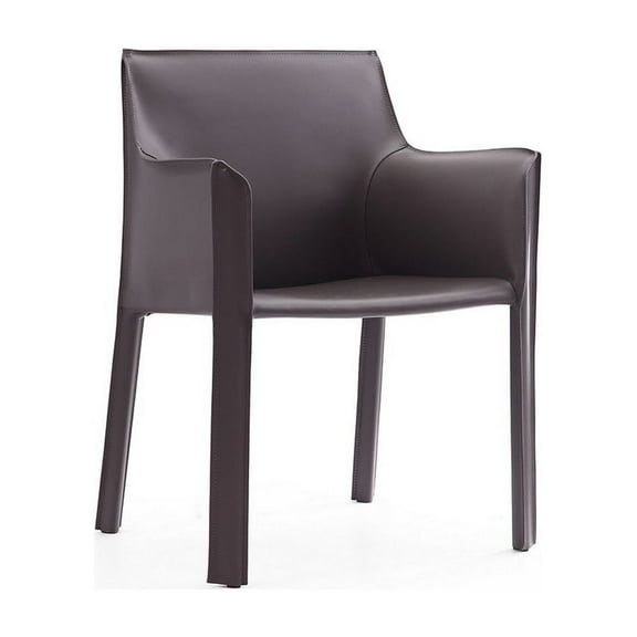 Manhattan Comfort Vogue Faux Leather & Metal Armchair in Gray