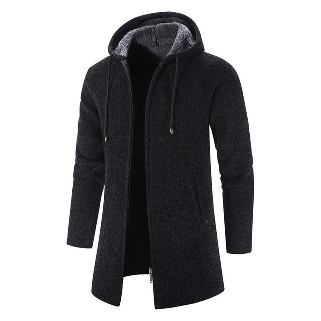 CEHVOM Men's Color Hooded Jacket Windbreaker Mid-length Hooded Jacket Casual