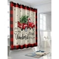 thumbnail image 3 of Christmas Red Truck Standard Shower Curtain Set, Waterproof Shower Curtains for Bathroom, Buffalo Plaid Xmas Tree Snowflakes Washable Fabric Cloth Bath Curtain for Bathtub with Hooks 72x72 Inches, 3 of 6
