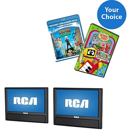 Dual Screen Mobile DVD Player and (2) Kid Friendly DVDs