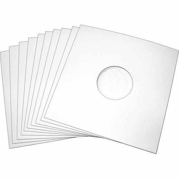 (10) 12" Record Jackets - White (Glossy Finish) - With Hole - 12JWWHHH