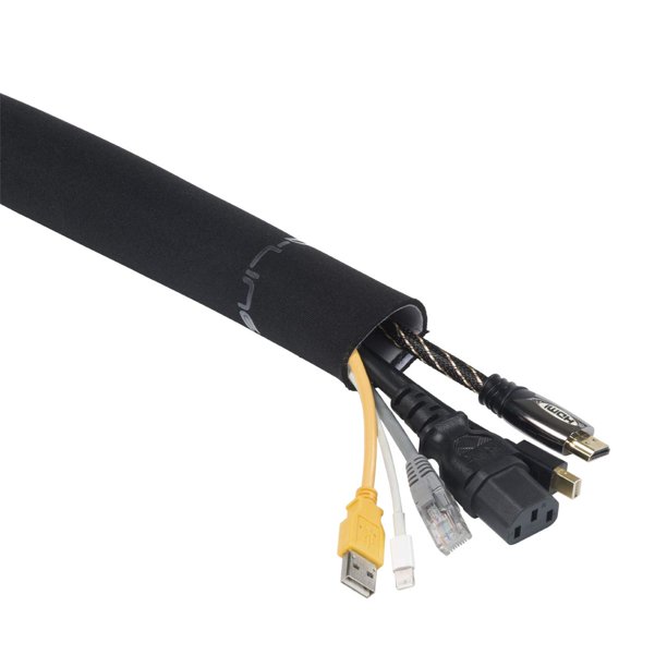 Funda Para Cables Reversible En Blanco O Negro De 39 Pulgadas D-Line Ocultador De Cables Para Computadora Organice Cables De Pc Fundas Para Cables De Neopreno Para Tv Gestión De Cables Flexible Oculte