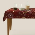 thumbnail image 4 of Nappe de Noël 60 x 84 Pouces Rectangle Forme Cœur d'Amour Doré Flocons de Neige Rouges Nappe en Tissu Ferme Hiver Vacances Décorative pour Pique-Nique Fête Maison Intérieur Extérieur, 4 of 5
