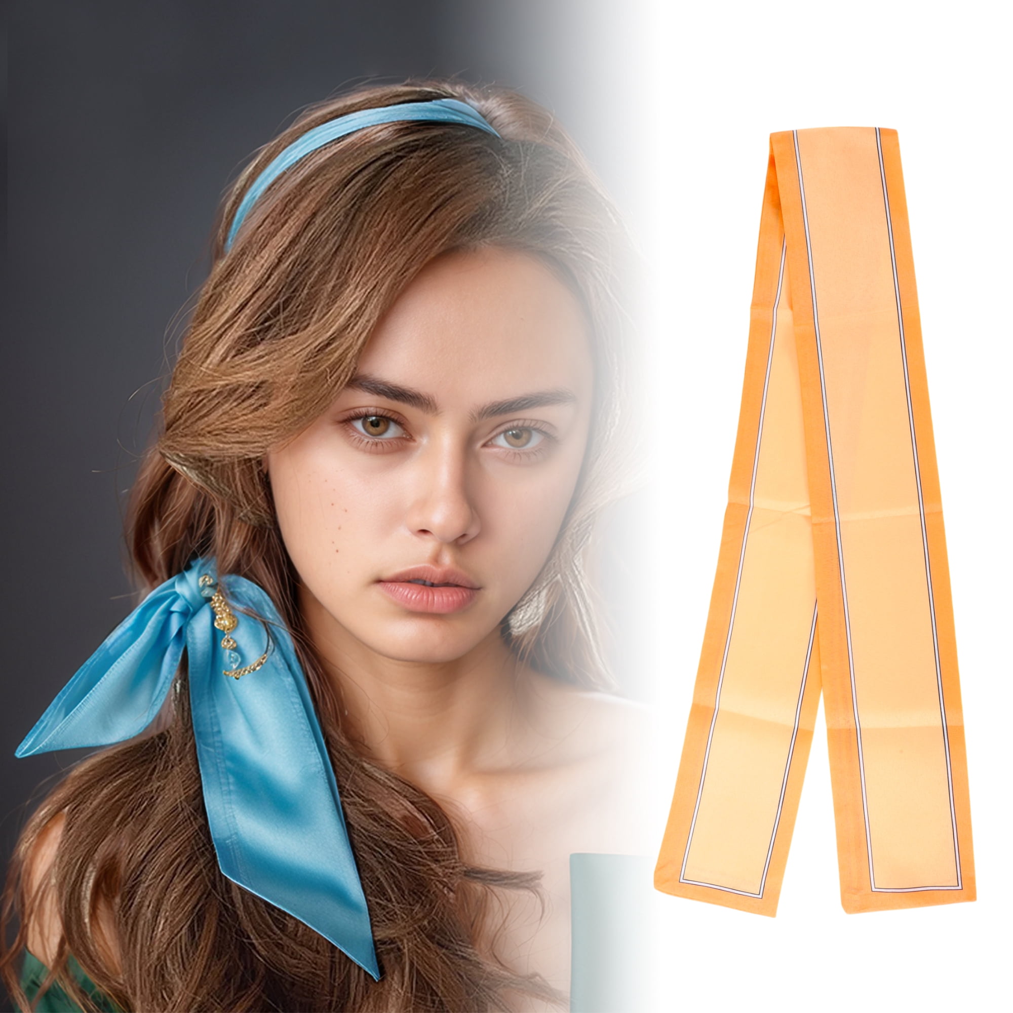 Unique Bargains Borders Pattern Headband 1 Pc Orange
