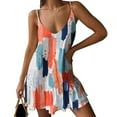 thumbnail image 2 of Zpanxa Sundresses for Women, Summer Dresses for Women 2024 Fashion Sexy V-Neck Printing Loose Suspender Backless Sleevess Dress Orange A S, 2 of 5