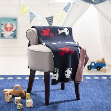 UPC: 0889048687172 | SAFAVIEH Wesley Auto Toys Cotton 32 x 40 Baby Throw Navy
