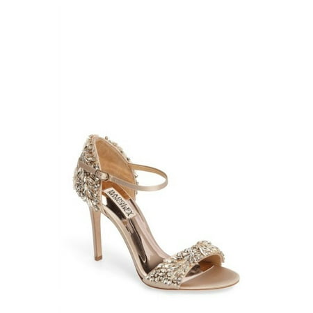 Badgley Mischka NUDE SATIN Tampa Ankle Strap Sandal, US 6.5 M