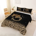 thumbnail image 2 of Erosebridal Chic Cheetah Print Full Size Comforter Sets, Personalized Initial S Bedding Sets, Black Brown, Black Reversible 3pcs, 1 Comforter and 2 Pillowcases, 2 of 6