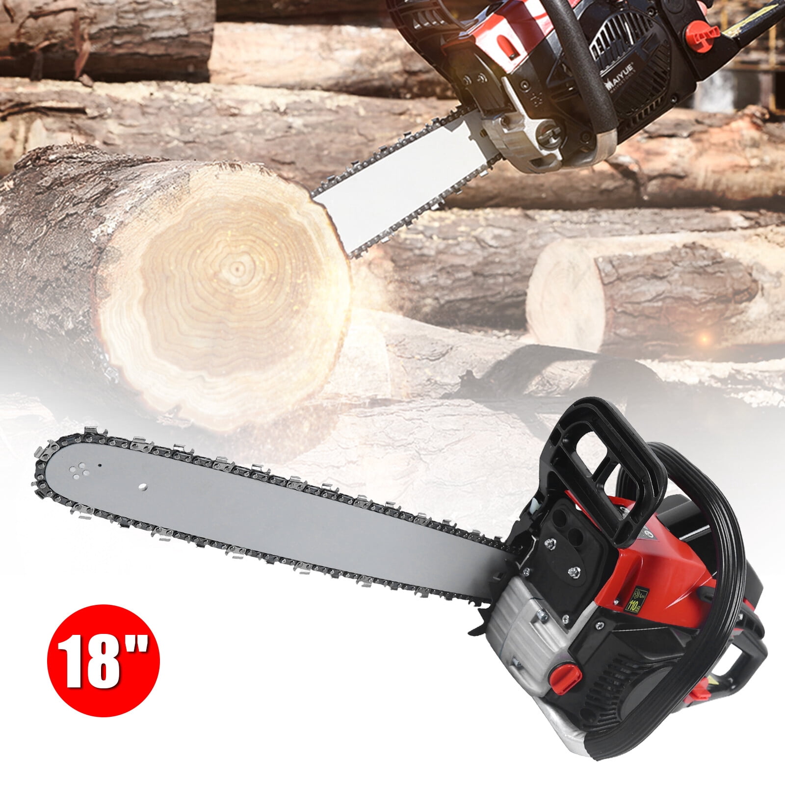 18 Inch Gas Chainsaw, 58cc Gasoline Chainsaw Gasoline Powered Chain Saw Engine Cycle Gasoline Chain Saw Power Head Red