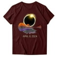 thumbnail image 3 of lcziwo Gifts for Women Solar Eclipse Graphic Tees Tops Spring Summer Cotton Comfy Short Sleeve T Shirts Casual Round Neck Blouse Shirts Wine L Sale of The Day, 3 of 4