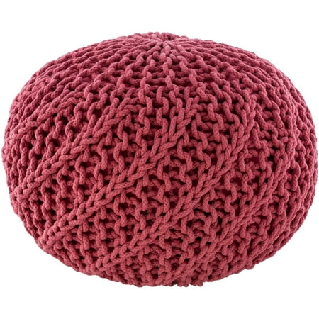 20" Solid Pink Knitted Pattern Spherical Pouf Ottoman ...