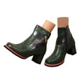 thumbnail image 3 of Xiaoxatg Women's Mid-Calf Boots Stylish Leather Pressed with Heel Quality Comfort Footwear 7.5 Army Green, 3 of 7