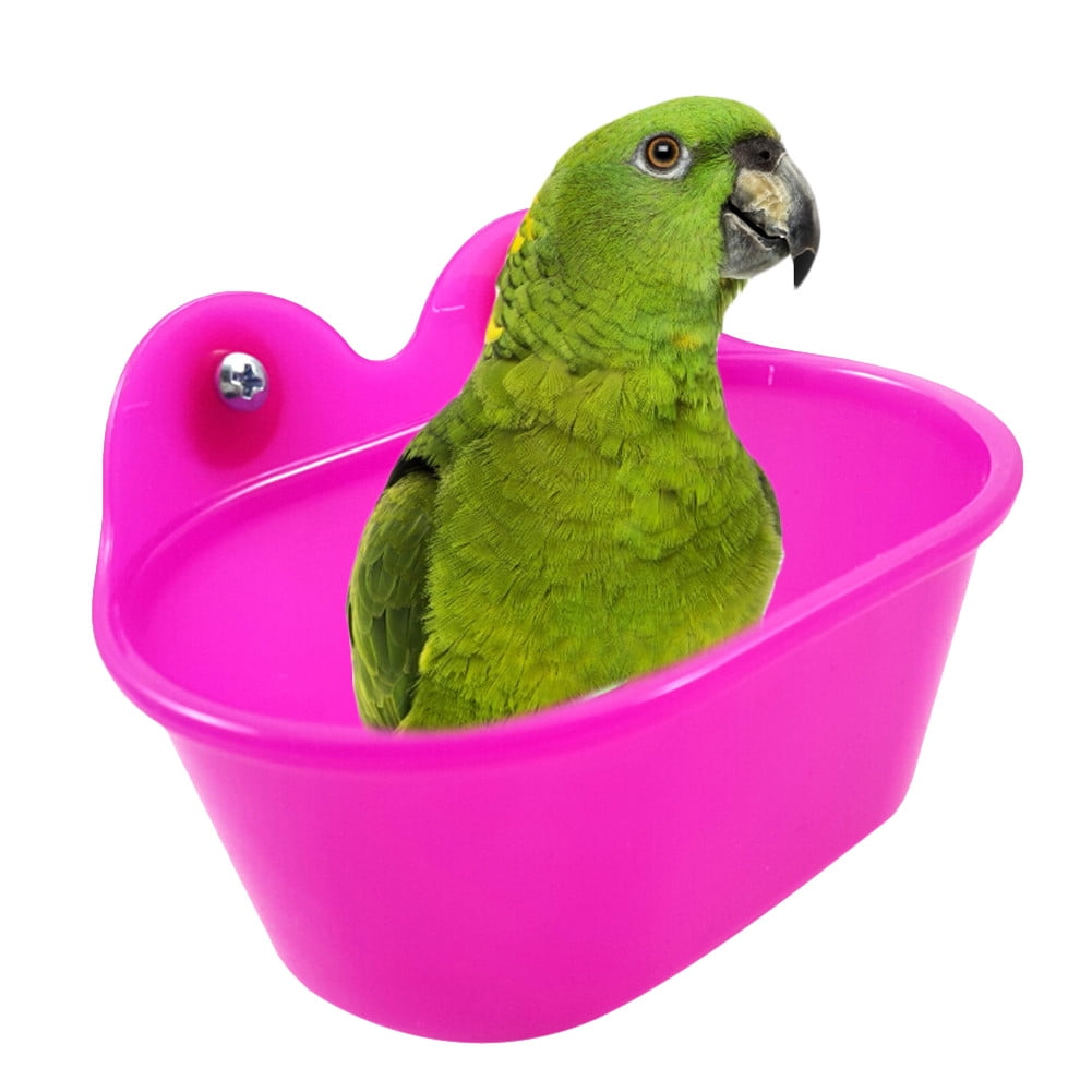 Bird Bath Tub Parrot Food Bowl Plastic Food Box