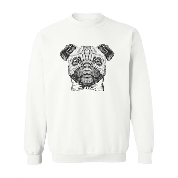 Hand Drawing Hipster Pug. Sweatshirt Women -Image by Shutterstock, Female XX-Large