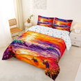 thumbnail image 2 of jejeloiu Bold Sunset Waves Full Size Comforter Sets For Girls,Sandy Beach Turtle Bedding Comforter Set,Warm Multicolor,Colorful Stars Reversible,3 Pieces,1 Comforter and 2 Pillowcases, 2 of 7