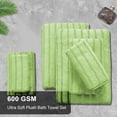 thumbnail image 5 of Jessy Home 8 Pcs Apple Green Bicolor bar Stripe Large Bath Towels Set 2 Oversized Bathroom Towels, 2 Hand Towels, 4 Washcloths, 5 of 7