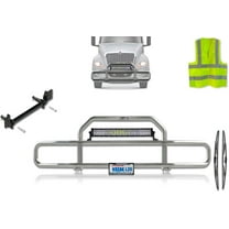 Kozak Chrome Front Grille Deer Brush Bumper Guard Compatible with International LT LT625 (plastic bumper w/central fog lights)