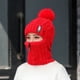 thumbnail image 1 of 1 gorro de lana de punto con gorro de esquí, resistente al viento, invierno, exterior, bufanda siamesa gruesa, color rojo, 1 of 1