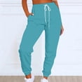 thumbnail image 2 of WTXUE Sweatpants, Scrub Pants Women's Solid Color Casual Sports Tie Up Waist with Sweater Material Pants, Slacks Pantalones De Mujer, Mint Green, 2 of 4