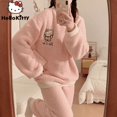 thumbnail image 2 of Sanrio Hello Kitty New Pink Pajamas Set Women Winter Coral Plush Thick Home Clothing Set Korean Style Cute Pijama Pjs Set Female, 2 of 17