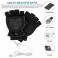 thumbnail image 3 of Guantes calefactables sin dedos con puerto USB, guantes térmicos de medio dedo., 3 of 5