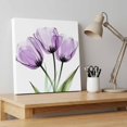 thumbnail image 4 of Ships Next Day Canvas Wall Art 8"x8", Purple Tulip Wood Framed Canvas Print Painting, Modern Blossom Pastel White Floral Petal Ready to Hang Small Picture Wall Decor for Home Bathroom Nursery Kitchen, 4 of 9