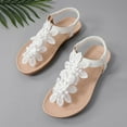 thumbnail image 6 of Viluyesy Womens Flat Sandals, Clip Toe Mesh Floral Ankle Strap Summer Beach Gladiator Shoes White, 6 of 9