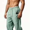 thumbnail image 2 of hlysgo Men's Cotton Casual Pants Tall & Big Loose Fit Elastic Waist Drawstring Yoga Trousers Summer Beach Pants with Pockets Mint Green,3xL, 2 of 5
