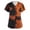 03# Saffron, variant on Halloween Scrub Tops for Women Stretch Pumpkin Printed Short Sleeve Nursing Uniform Plus Size Holiday Scrubs Tops with Pockets Saffron S