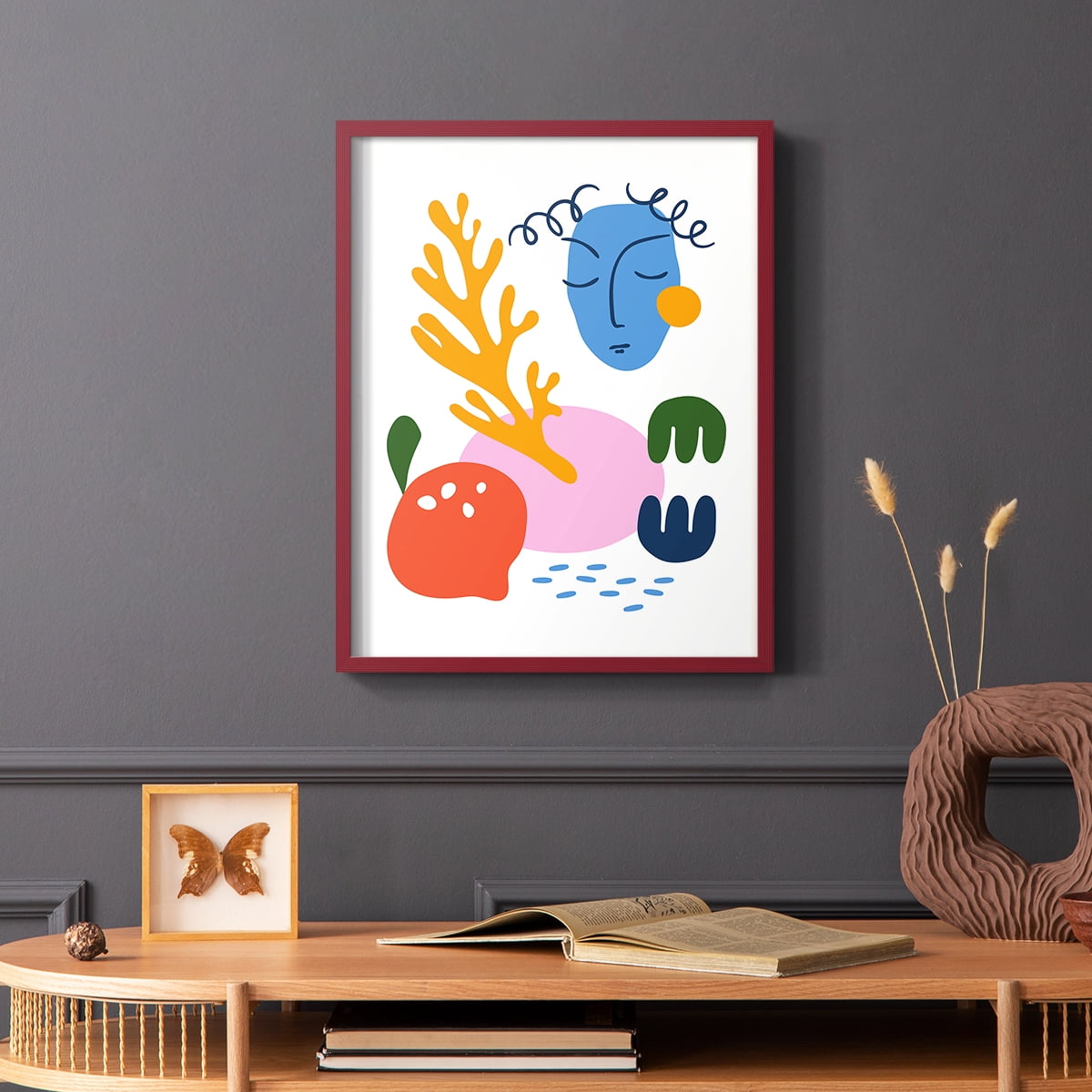Matisse CDLIII in Red Solid Wood Framed Print No Nail Hanging