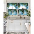 thumbnail image 4 of Coastal Ocean Swag Kitchen Curtains Sets for Windows 24 Inch Length, Sandy Beach Coconut Tree Blue Sky Scenery Short Window Curtain Panels Swags Valances and Tiers 3 Piece Set for Cafe/Dining Room, 4 of 5