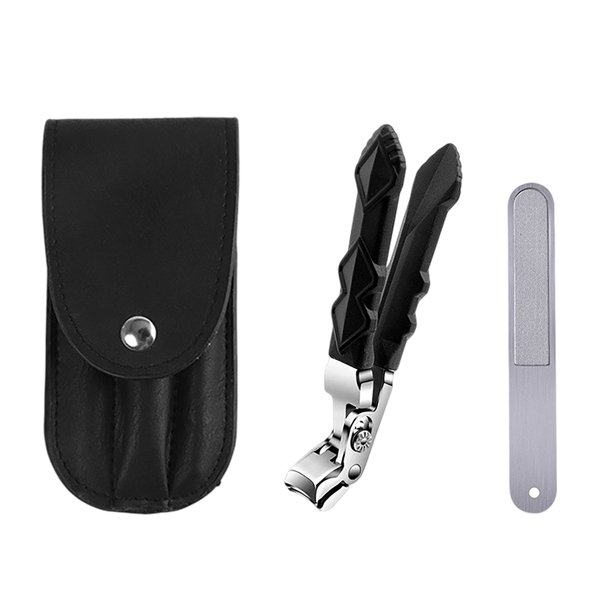 Cortauñas mejorado: mordazas anchas, sistema antisalpicaduras, mango ergonómico; ideal para uñas gruesas, personas mayores y un corte preciso de las uñas de los pies