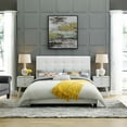 thumbnail image 2 of Contemporary Modern Urban Designer Bedroom King Size Platform Bed Frame, Fabric, White, 2 of 5