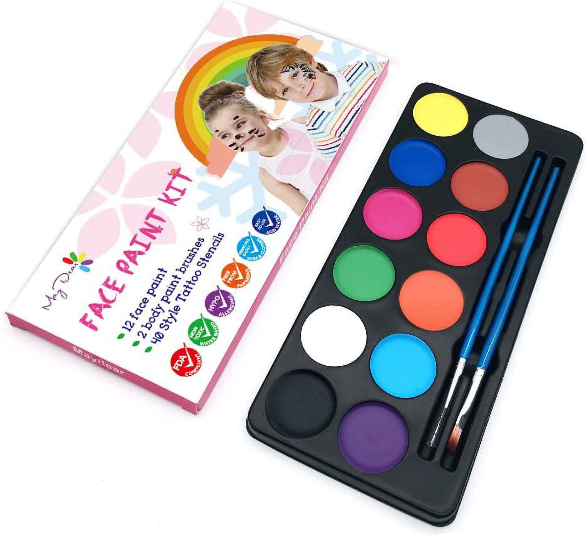  Maydear Oil Based Face Painting Kit for Kids Adults, Face and  Body Paint Kit 16 Colors Non-Toxic Paints Safe for Sensitive Skin,  Professional Face Paint Palette : Automotive