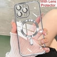 thumbnail image 5 of KOMI Magnetic Case for iPhone 15 Pro Max Case [Compatible with MagSafe] Full Camera Protection Clear Plating Luxury Cover for Women Men Soft TPU Bumper Drop Protective Phone Case (6.7"), Silver, 5 of 5