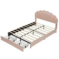 thumbnail image 6 of Full Size Upholstered Smart LED Bed Frame with 2 Storage Drawers and Chic Double Petal Headboard , Princess Platform Bed with Smart LED Light, 6 of 8