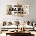 thumbnail image 2 of Elephant Stock Kiss Me Goodnight Typography Wall Sign Wall Art - Horizontal Multi Panel Canvas - Living Room Wall Decor - Wall Signs Multi Panel - Black And Beige Decor - 84" x 54", 2 of 8