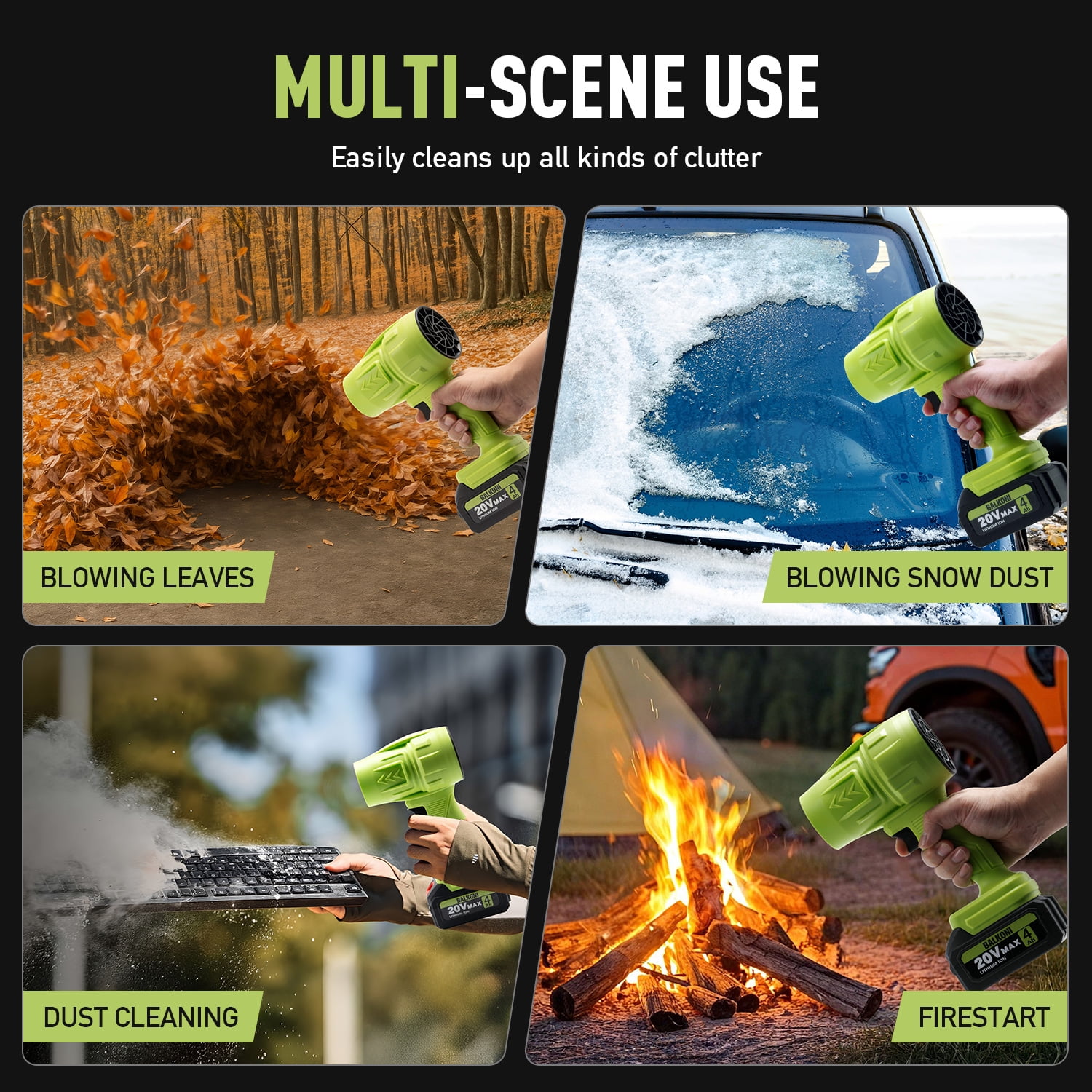 BALKONI Cordless Leaf Blower Electric Jet Blower Portable Dust Cleaner