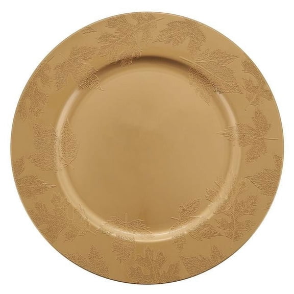 SARO CH906.GL13R Round Charger Plates with Fall Leaf Design - Set of 4