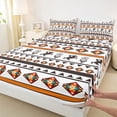 thumbnail image 3 of Homewish Vintage Aztec Geometric Full Size Sheets,Rustic Farmhouse Cabin Bed Sheets,White Orange Sheet Sets For Adults,Luxury Bedroom Decor,4 Pieces, 3 of 7